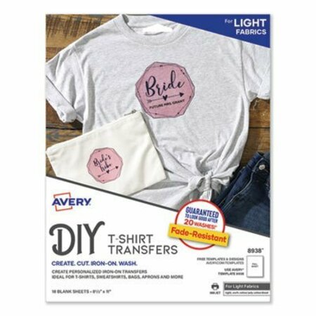 AVERY DENNISON Avery, FABRIC TRANSFERS, 8.5 X 11, WHITE, 18PK 8938